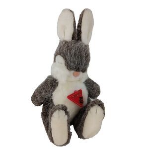 Dakin Slumber Bunny Gray Brown Rabbit Plush Stuffed Animal 1989 Sleeping Vintage